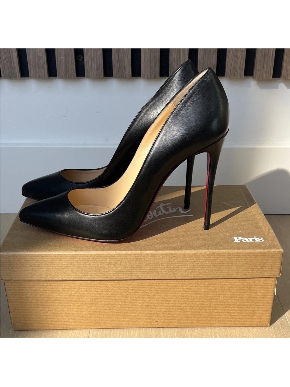 NWB Christian Louboutin Pigalle Follies 100 Black Pointed Toe Pump EU 38 / US 8 - Picture 2 of 7